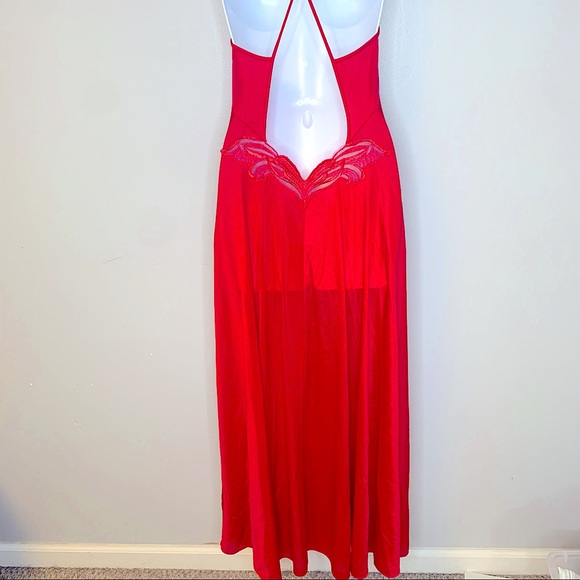 Vintage Miss Elaine Red Long Nightgown Size Medium - Picture 3 of 10